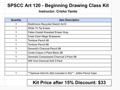 SPSCC ART 120 Beginning Drawing Kit - Instructor Crisha Yantis