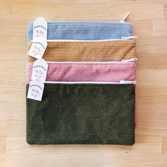 Handmade Flat Pencil Pouches - With Love & Flowers
