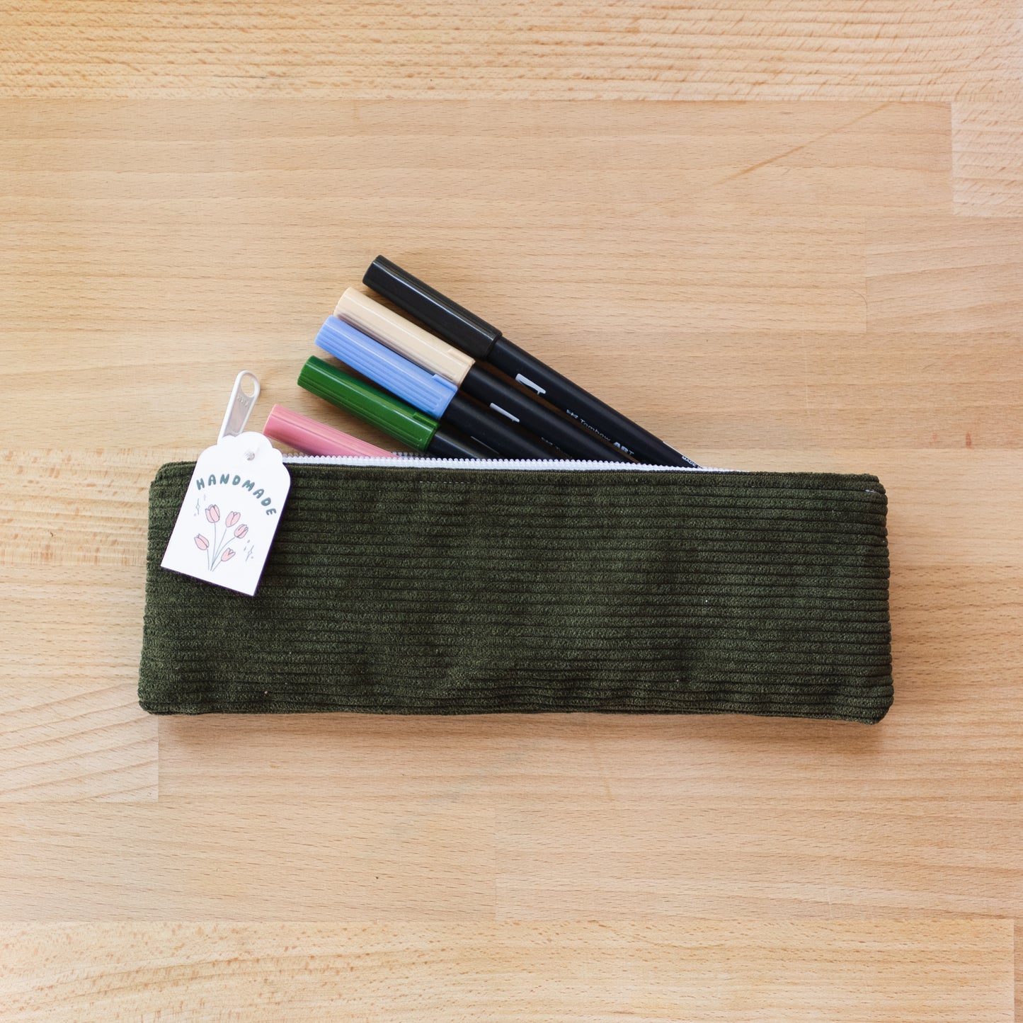 Handmade Flat Pencil Pouches - With Love & Flowers