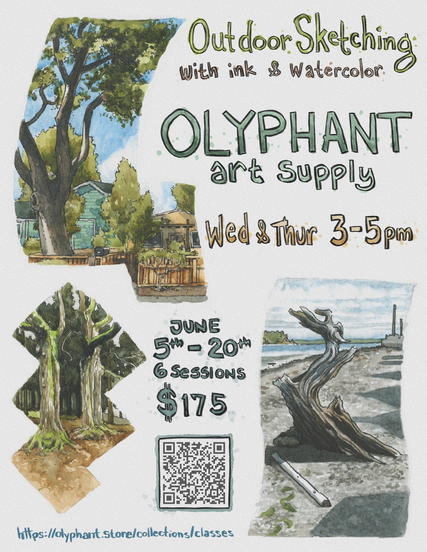 Outdoor Sketching with Ink & Watercolor Class Ticket