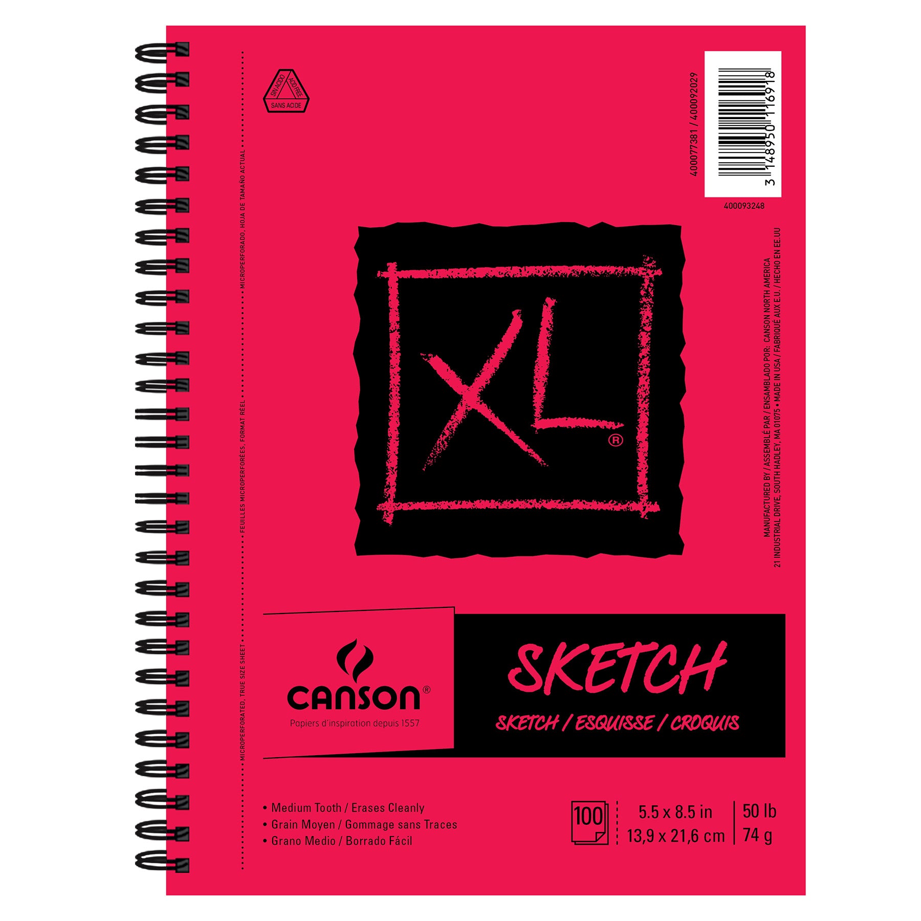  Canson XL Series Mixed Media Pad, Side Wire, 9x12